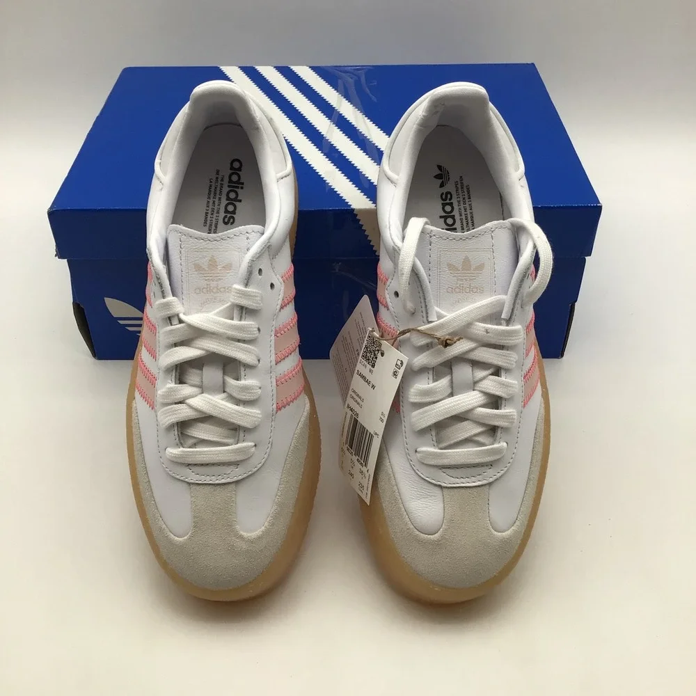 Adidas Sambae W Womens Size 7 White Pink Platform Gum Sole Sneakers IH4026 NEW